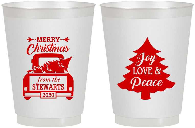 Personalized Christmas 16 oz Frosted Cups - Christmas Tree | 280026