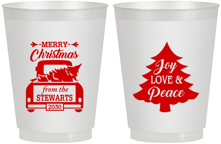 Personalized Christmas 16 oz Frosted Cups - Christmas Tree | 280026