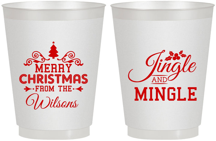 Personalized Christmas 16 oz Frosted Cups - Jingle And Mingle | 280034