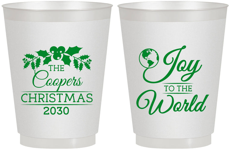 Personalized Christmas 16 oz Frosted Cups - Joy To The World | 280035