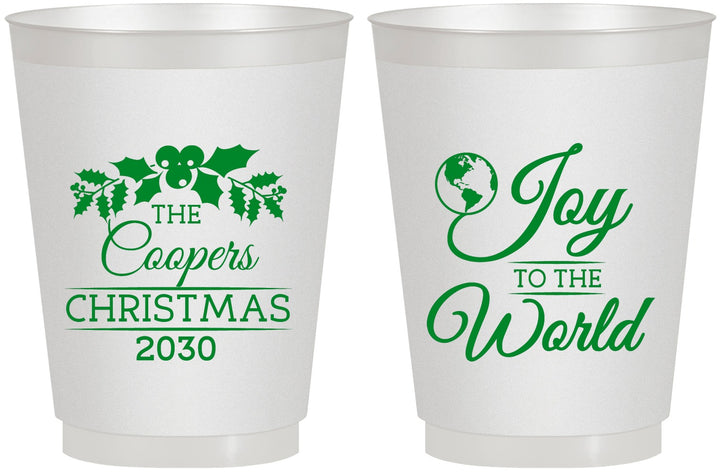 Personalized Christmas 16 oz Frosted Cups - Joy To The World | 280035