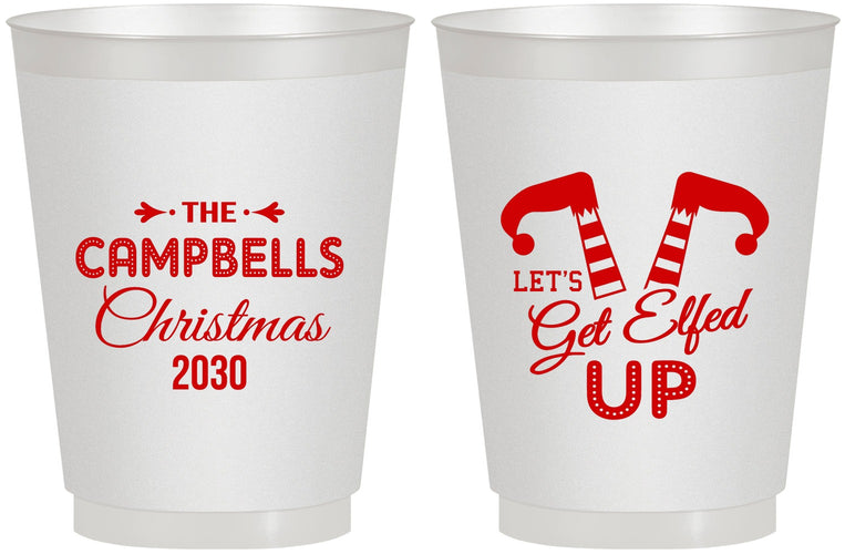 Personalized Christmas 16 oz Frosted Cups - Lets Get Elfed Up | 280036