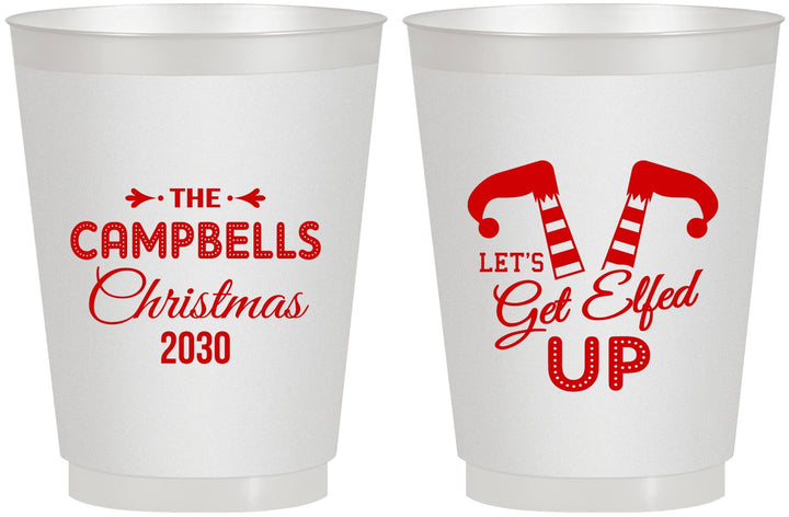 Personalized Christmas 16 oz Frosted Cups - Lets Get Elfed Up | 280036
