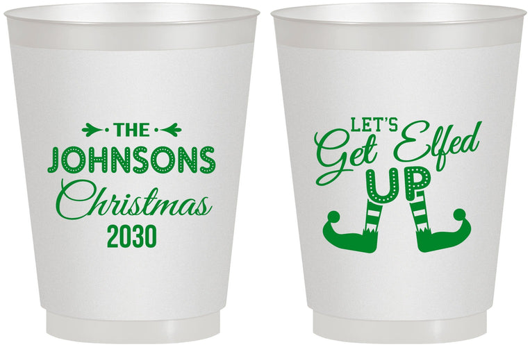 Personalized Christmas 16 oz Frosted Cups - Lets Get Elfed Up | 280037