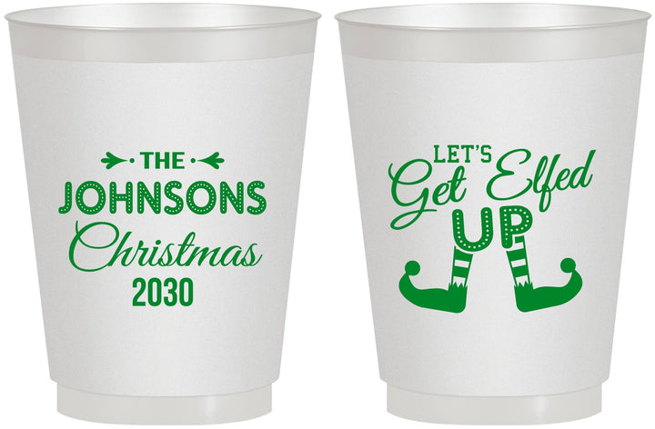 Personalized Christmas 16 oz Frosted Cups - Lets Get Elfed Up | 280037