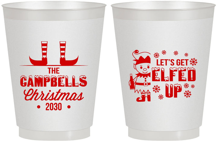 Personalized Christmas 16 oz Frosted Cups - Lets Get Elfed Up | 280038
