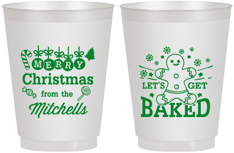 Personalized Christmas 16 oz Frosted Cups - Lets Get Baked | 280039
