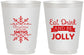 Personalized Christmas 16 oz Frosted Cups - Eat Drink Jolly | 280040