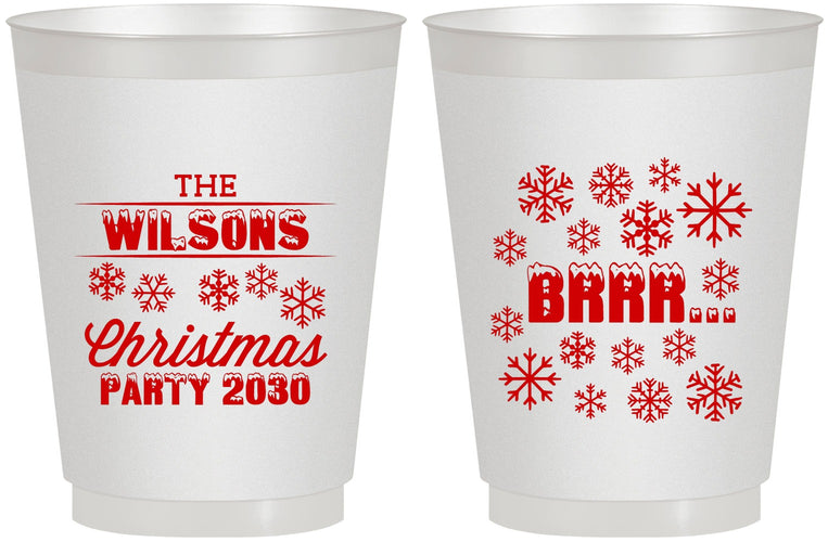 Personalized Christmas 16 oz Frosted Cups - Snowflakes | 280042