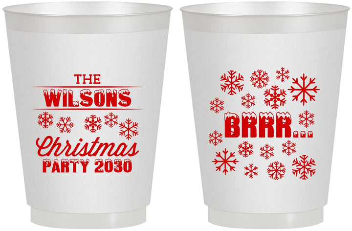 Personalized Christmas 16 oz Frosted Cups - Snowflakes | 280042