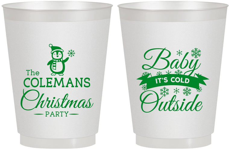 Personalized Christmas 16 oz Frosted Cups - Cold Outside | 280043