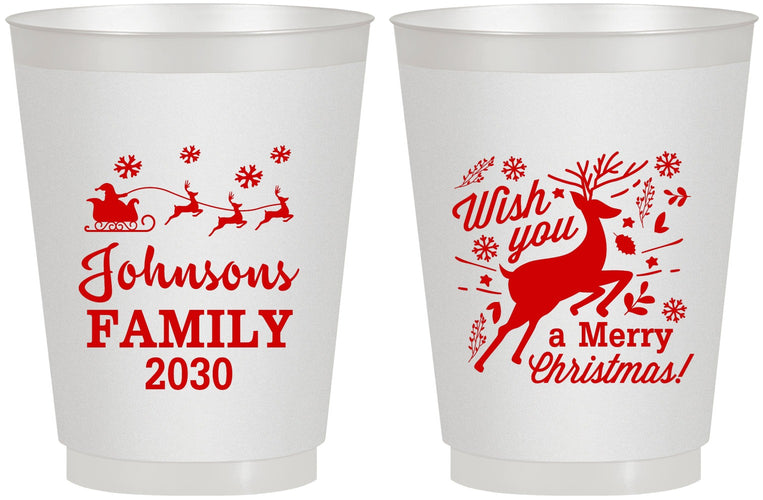 Personalized Christmas 16 oz Frosted Cups - Reindeer | 280044