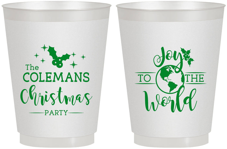 Personalized Christmas 16 oz Frosted Cups - Joy To The World | 280045
