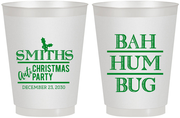 Personalized Christmas 16 oz Frosted Cups - Bah Hum Bug | 280057
