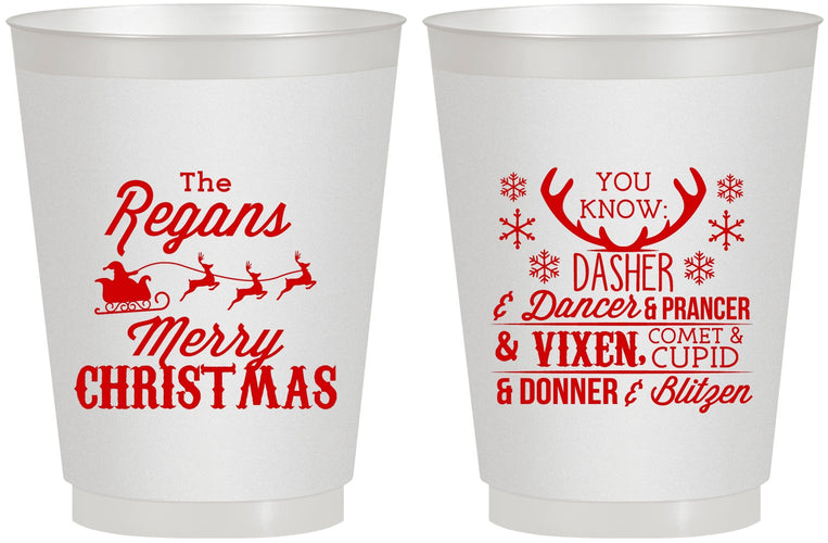 Personalized Christmas 16 oz Frosted Cups - Reindeer | 280062