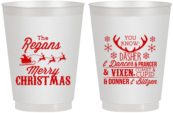 Personalized Christmas 16 oz Frosted Cups - Reindeer | 280062
