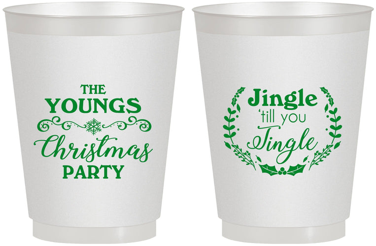 Personalized Christmas 16 oz Frosted Cups - Jingle Til You Jingle | 280063