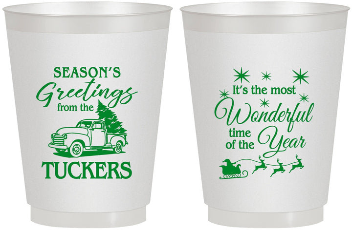 Personalized Christmas 16 oz Frosted Cups - Season Greetings | 280071