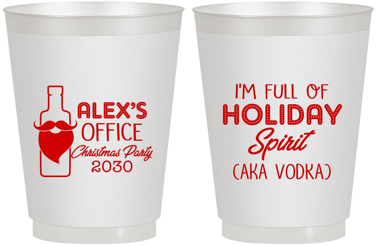 Personalized Christmas 16 oz Frosted Cups - Holiday Spirit | 280072