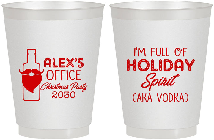 Personalized Christmas 16 oz Frosted Cups - Holiday Spirit | 280072