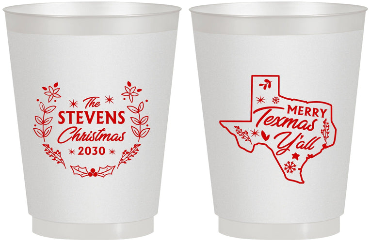 Personalized Christmas 16 oz Frosted Cups - Texmas Yall | 280074