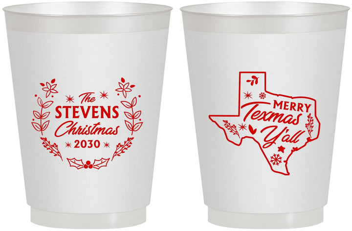 Personalized Christmas 16 oz Frosted Cups - Texmas Yall | 280074