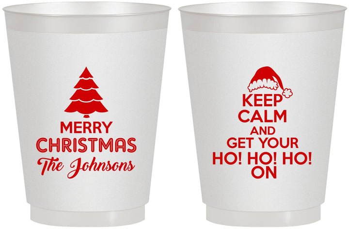 Personalized Christmas 16 oz Frosted Cups - Ho Ho Ho | 280076