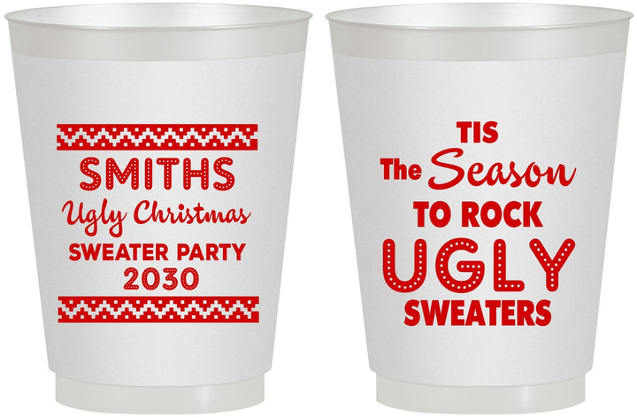 Personalized Christmas 16 oz Frosted Cups - Ugly Sweater | 280080