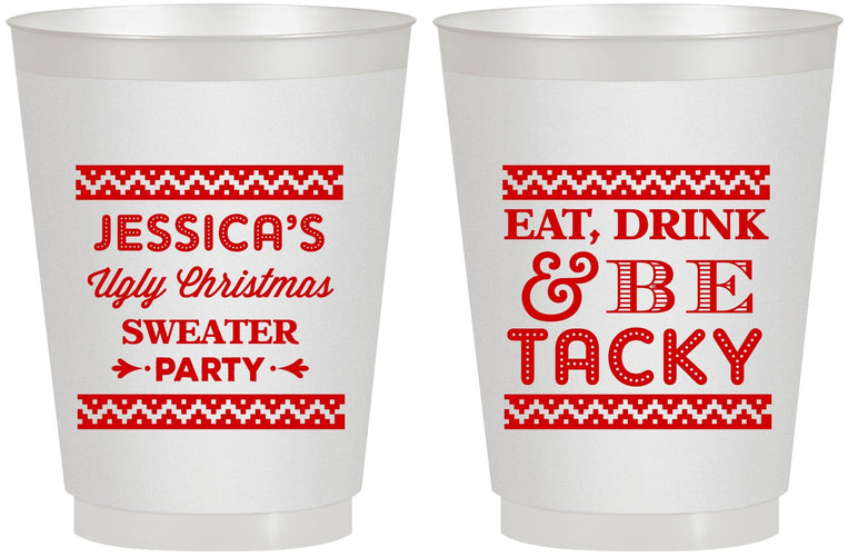 Personalized Christmas 16 oz Frosted Cups - Eat Drink Tacky | 280082