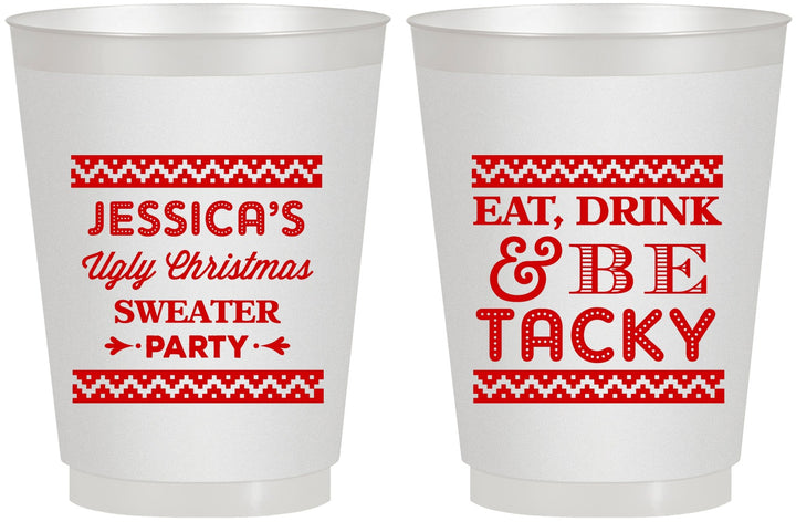 Personalized Christmas 16 oz Frosted Cups - Eat Drink Tacky | 280082