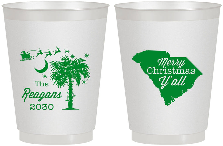 Personalized Christmas 16 oz Frosted Cups - South Carolina | 280083