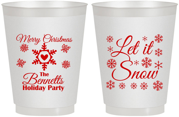 Personalized Christmas 16 oz Frosted Cups - Let Is Snow | 280088