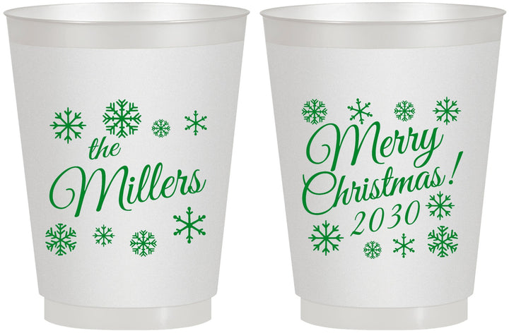 Personalized Christmas 16 oz Frosted Cups - Snowflakes | 280089