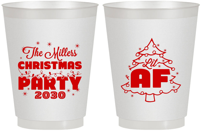 Personalized Christmas 16 oz Frosted Cups - Lit Af | 280090