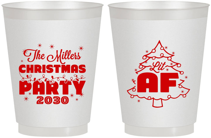 Personalized Christmas 16 oz Frosted Cups - Lit Af | 280090