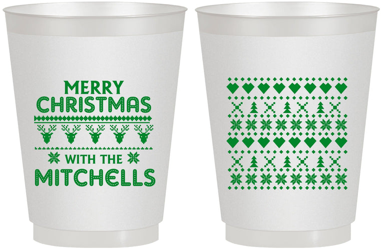Personalized Christmas 16 oz Frosted Cups - Ugly Sweater | 280091