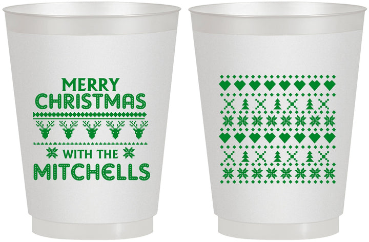Personalized Christmas 16 oz Frosted Cups - Ugly Sweater | 280091