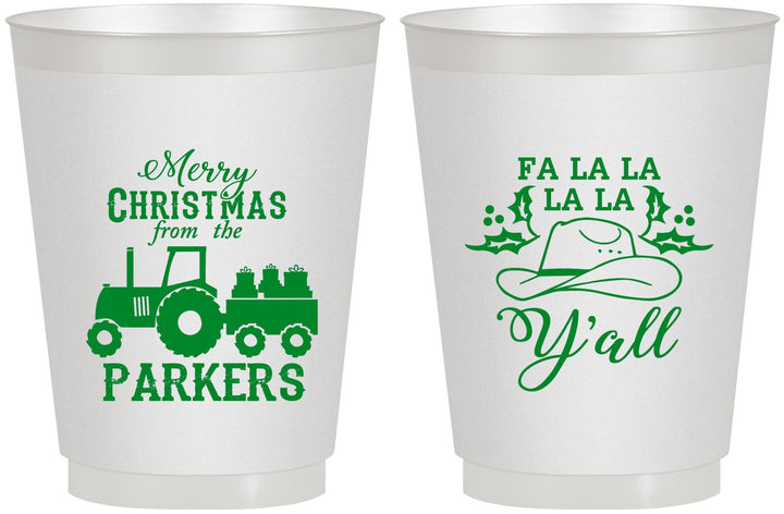 Personalized Christmas 16 oz Frosted Cups - Country | 280097
