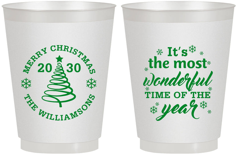 Personalized Christmas 16 oz Frosted Cups - Wonderful Time For A Beer | 280099