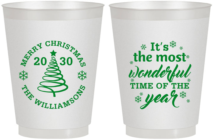 Personalized Christmas 16 oz Frosted Cups - Wonderful Time For A Beer | 280099
