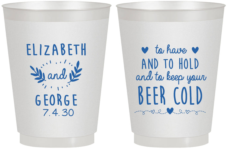 Personalized Wedding 16 oz Frosted Cups - To Have And To Hold | 281
