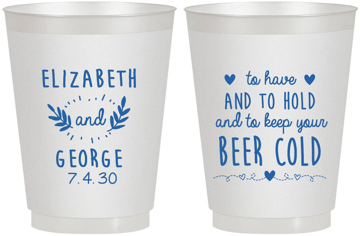 Personalized Wedding 16 oz Frosted Cups - To Have And To Hold | 281