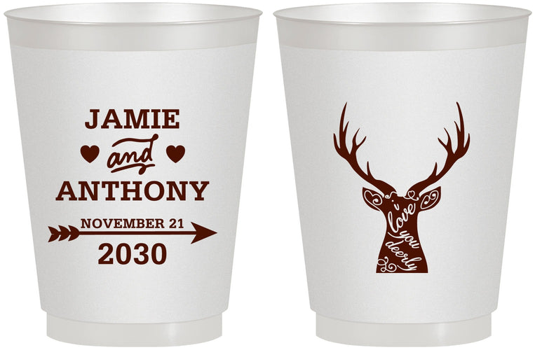 Personalized Wedding 16 oz Frosted Cups - Deer | 282