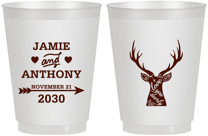 Personalized Wedding 16 oz Frosted Cups - Deer | 282