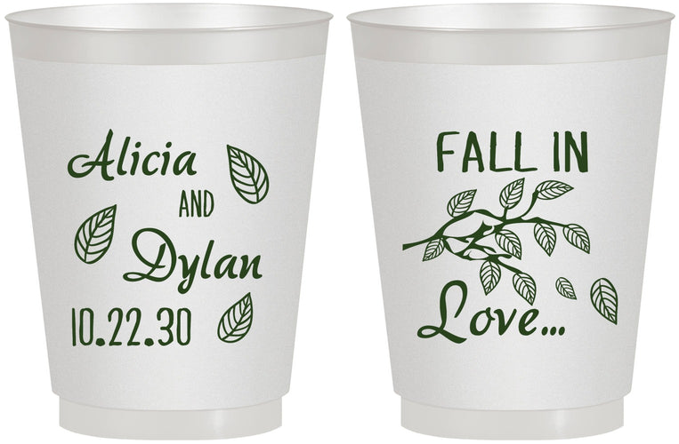 Personalized Wedding 16 oz Frosted Cups - Fall In Love | 283
