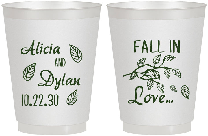 Personalized Wedding 16 oz Frosted Cups - Fall In Love | 283