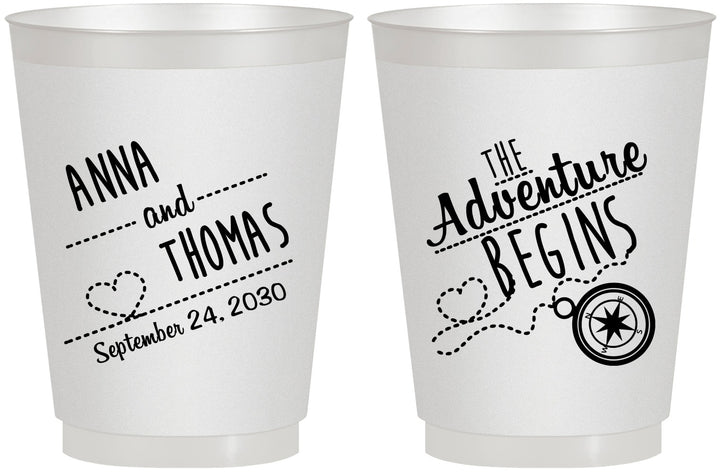 Personalized Wedding 16 oz Frosted Cups - The Adventure Begins | 284