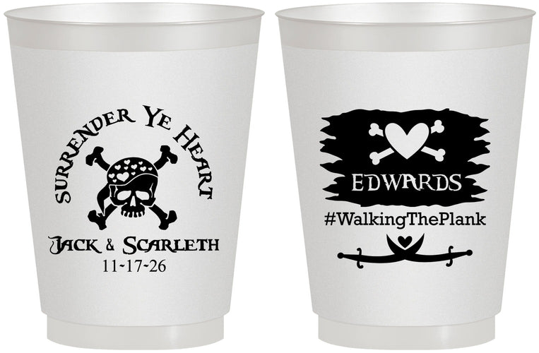 Personalized Wedding 16 oz Frosted Cups - Pirate | 286