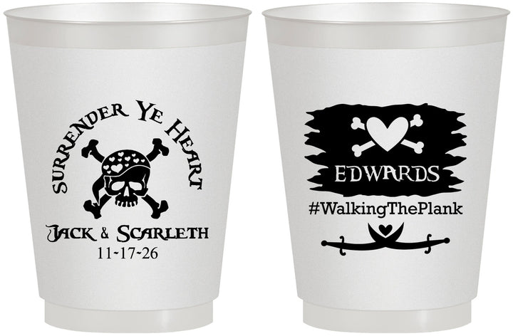 Personalized Wedding 16 oz Frosted Cups - Pirate | 286