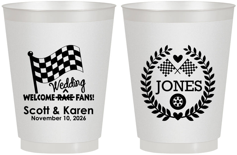 Personalized Wedding 16 oz Frosted Cups - Racing | 289